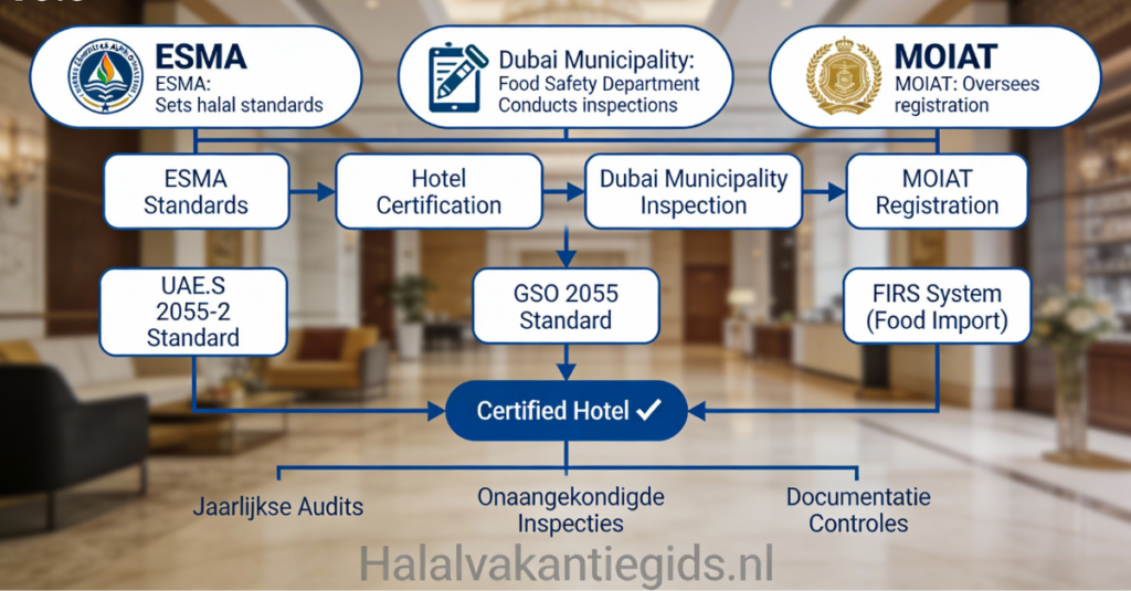 Schema van ESMA halal certificering voor beste 100% halal restaurants Dubai en hotels
