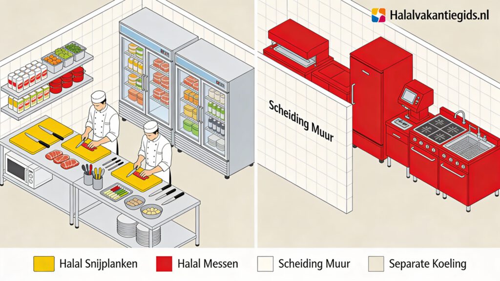 Halal achter de schermen in Dubai met ESMA-keukenprocedures en fysieke scheiding in hotelkeukens