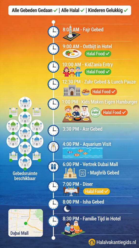 Dagplanning met gebeden en halal activiteiten in Dubai Mall, dubai met kinderen halal