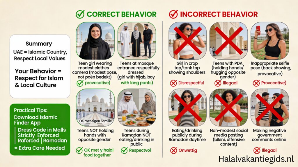 Correct en incorrect gedrag in Dubai, kleding en cultuurregels voor dubai met kinderen halal