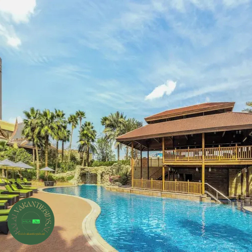 Resortzwembad met paviljoen bij Gulf Hotel in Manama.