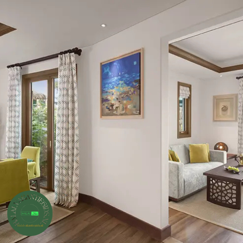 Suite woonkamer Banana Island Resort Doha halal Qatar zeezicht